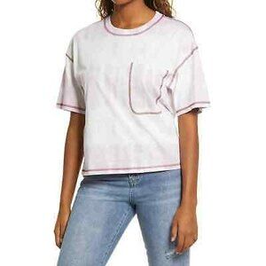 BP Contrast Stitch Boxy T-Shirt Top Size M Short Sleeve Tie Dye Purple NWT B18